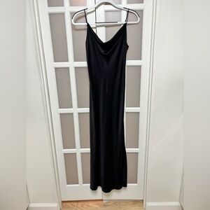 Victoria’s Secret Vintage 100% Silk Black Slip Dress Cowl Neck Midi Satin Size M
